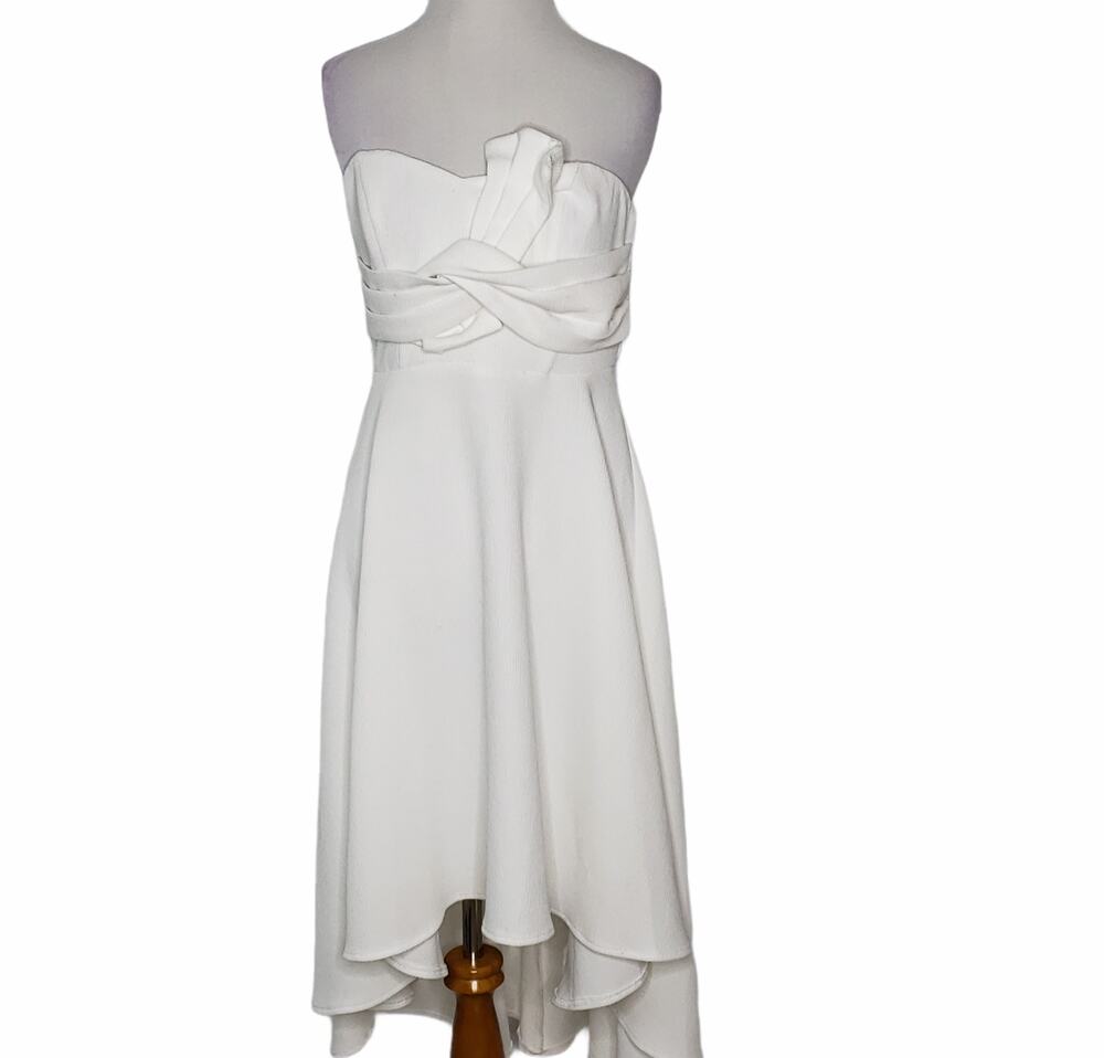 Angel Biba White Bridal Strapless High Low Dress Vacation Party Ethereal Women 8